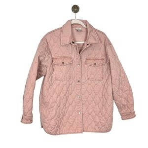 Womens Joie Quilted Shacket Oversized Dusty Pink Size XS